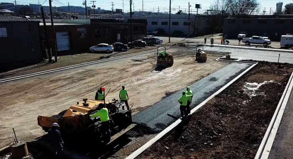 El Paso damaged parking lot patch work